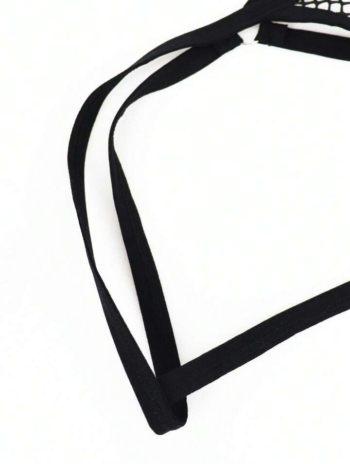 Men's Fashionable Black Mesh Lingerie, Waist-High Briefs For Men